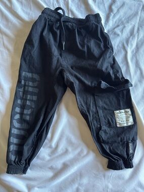 nununu Black Cargo Joggers with Side Logo